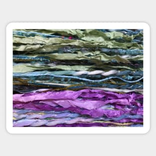 Silk strands and eclectic yarns, green blue teal purple pink lavender Sticker